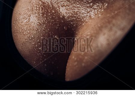 African American Chest. Wet Breasts. Woman Close Up. Sexy Girl Concept. Darkskinned Beautiful Woman.