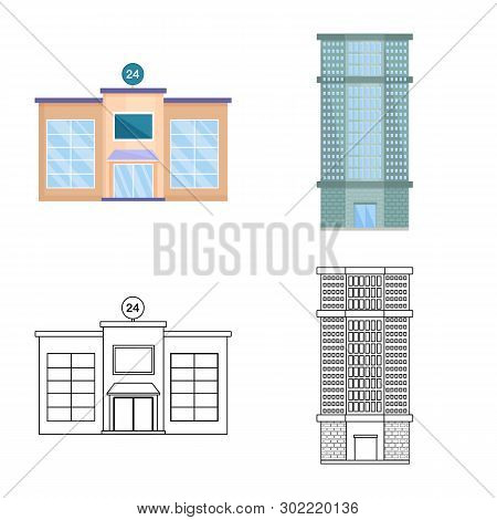 Vector Illustration Of Municipal And Center Symbol. Set Of Municipal And Estate   Stock Vector Illus