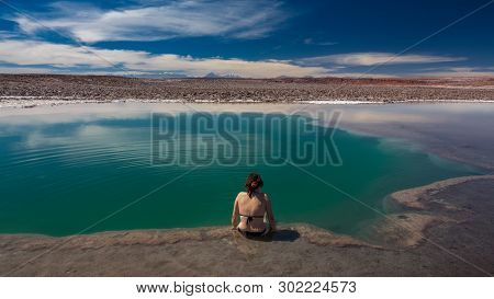 Baltinache Hidden Lagoons Salt Lakes With Tourist In Atacama Desert Gigapan
