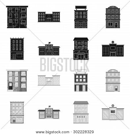 Vector Design Of Municipal And Center Icon. Set Of Municipal And Estate   Stock Vector Illustration.