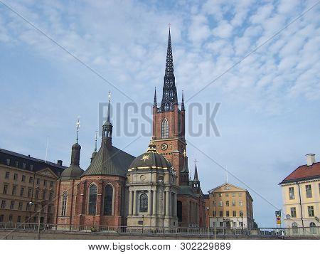 Exterior View O The Church Riddarholmskyrkan At Riddarholmen Islet, Used As Swedens Royal Burial Chu