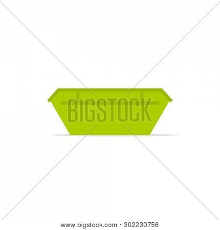 Green large waste skip bin icon. Clipart image isolated on white background