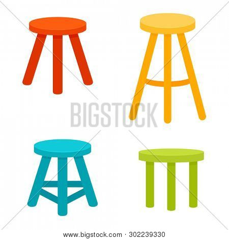 Three legged stool set. Clipart image isolated on white background