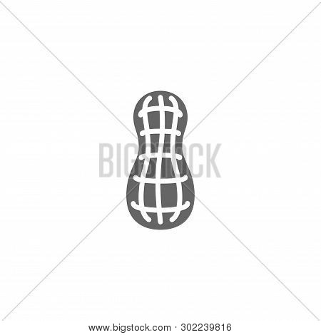 Peanut Shell Simple Vector Icon. Peanut Or Groundnut Black Isolated Symbol.