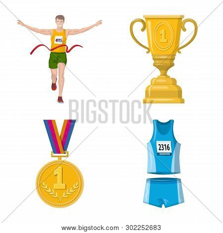 Isolated Object Of Step And Sprint Sign. Set Of Step And Sprinter  Vector Icon For Stock.