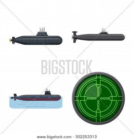 Vector Illustration Of Boat And Navy Logo. Set Of Boat And Deep   Vector Icon For Stock.