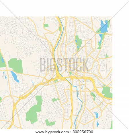 Empty Vector Map Of Waterbury, Connecticut, Usa, Printable Road Map Created In Classic Web Colors Fo