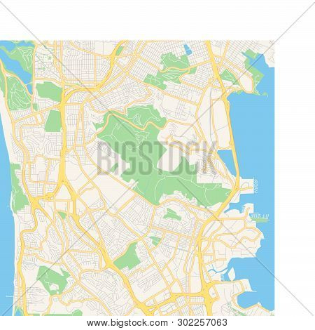 Empty Vector Map Of Daly City, California, Usa, Printable Road Map Created In Classic Web Colors For