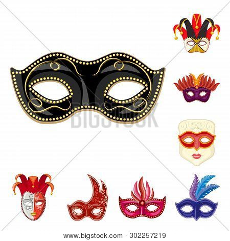 Vector Illustration Of Carnival And Theatrical Sign. Set Of Carnival And Mystery Stock Vector Illust
