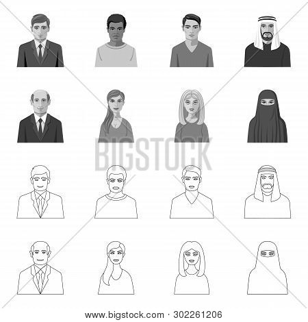 Vector Design Of Hairstyle And Profession  Sign. Set Of Hairstyle And Character  Stock Vector Illust