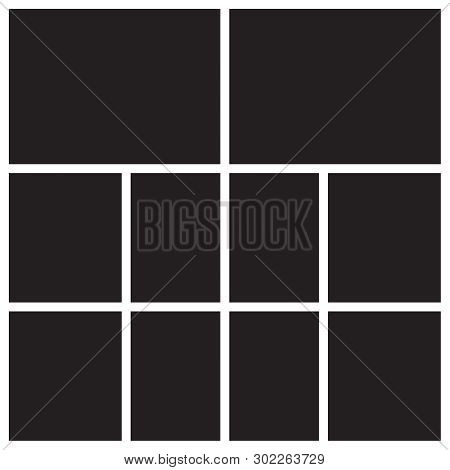 Vector Mood Board Of Ten Frames. Photo Collage Templates.