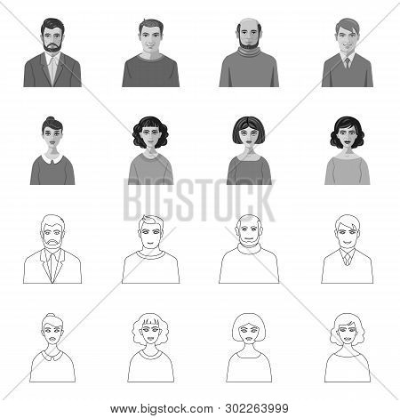 Vector Illustration Of Hairstyle And Profession  Icon. Set Of Hairstyle And Character  Vector Icon F