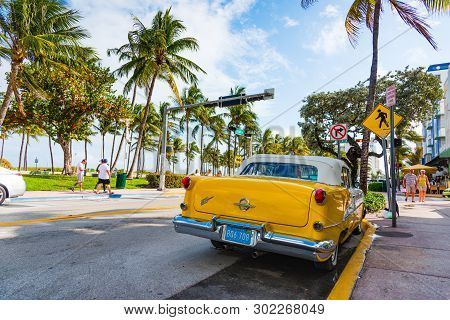 Miami Beach, Usa - February 26, 2019: Oldsmobile Rocket 88 Parked On Ocean Drive