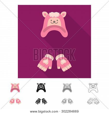 Vector Design Of Hat And Gloves  Icon. Set Of Hat And Pompom Vector Icon For Stock.