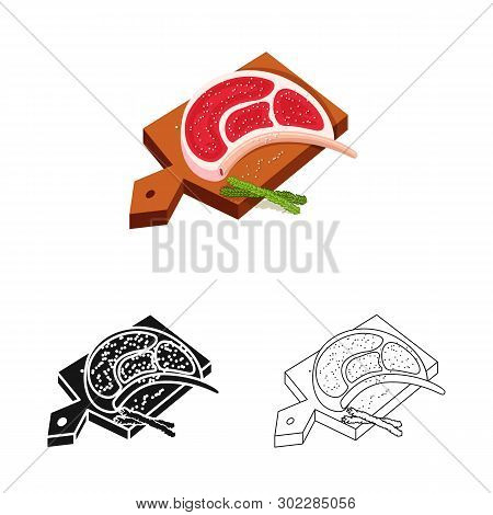 Isolated Object Of Meat And Board Symbol. Set Of Meat And Restaurant Vector Icon For Stock.