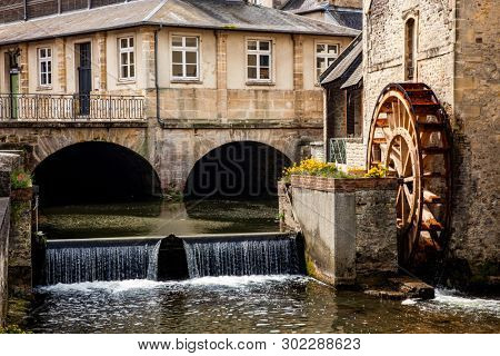 canal in the Old Town with Watermill, Bayeux Lower Normandy