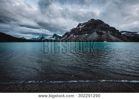 Bow Lake And Crowfoot Mountain, Canada. Crowfoot Mountain Is A Mountain Within Banff National Park I