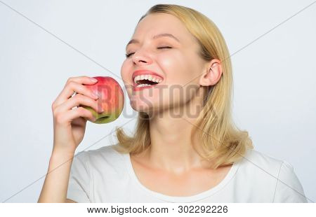 Woman Hold Apples. Baking Apple Pie. Delicious Recipes. Fresh And Juicy Snack. Girl Live Healthy Lif