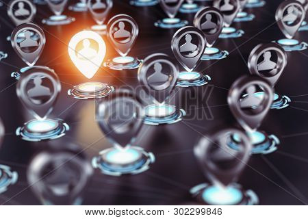 Social network concept. background. Different people conncected by different ways.3d illustration