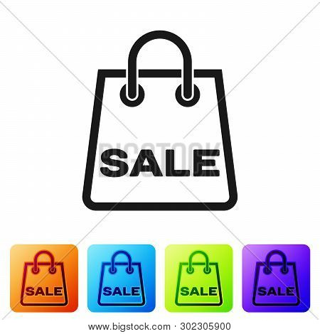 Black Shoping Bag With An Inscription Sale Icon Isolated On White Background. Handbag Sign. Woman Ba