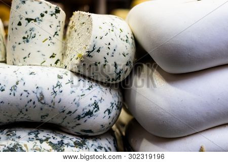 Macro Shot Of Roadside Stall Selling Homemade Cottage Cheese Paneer