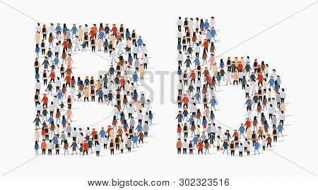 Large Group Of People In Letter B Form