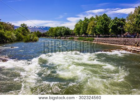 Rushing Waters On Truckee River By River Walk