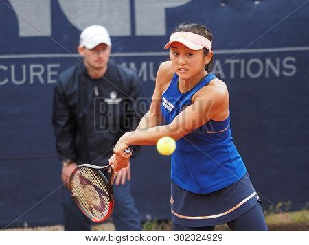Nuremberg, Germany - May 21, 2019: Japanese Tennis Player Misaki Doi At The Euro 250.000 Wta Versich