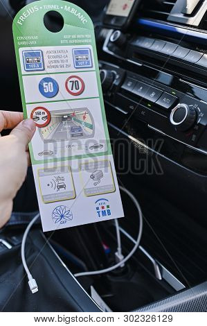 Ticket For Travel Through The Tunnel From Italy To Switzerland. Copy Space