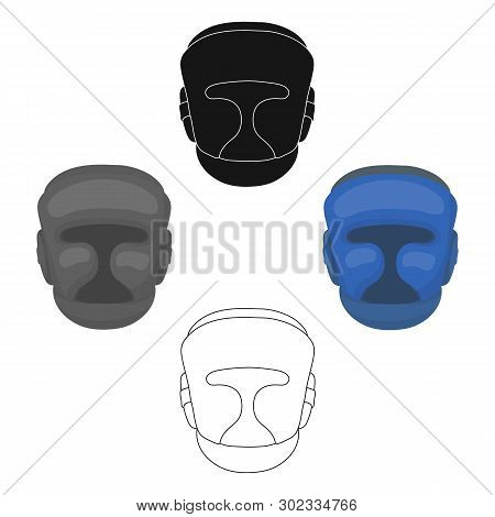 Boxing Helmet Icon In Cartoon, Black Style Isolated On White Background. Boxing Symbol Stock Vector 