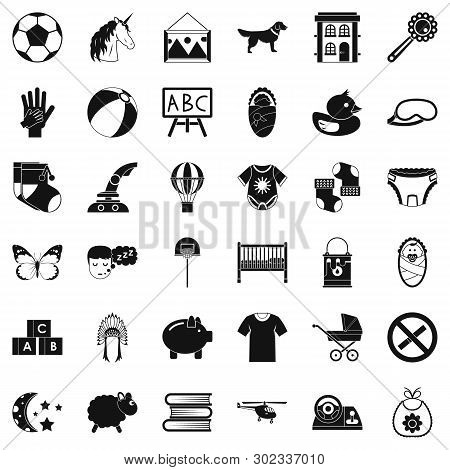 Preschool Establishment Icons Set. Simple Set Of 36 Preschool Establishment Icons For Web Isolated O