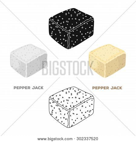 Pepper Gack.different Kinds Of Cheese Single Icon In Cartoon, Black Style Vector Symbol Stock Illust