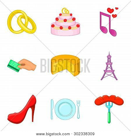 Paramour Icons Set. Cartoon Set Of 9 Paramour Icons For Web Isolated On White Background