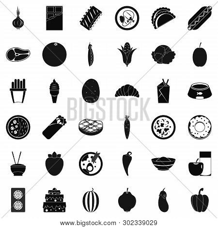 Nutritional Value Icons Set. Simple Set Of 36 Nutritional Value Icons For Web Isolated On White Back