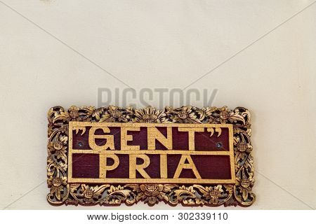 Bali, Indonesia - February 25, 2019: Ulun Danu Beratan Temple Complex In Bedoegoel. Closeup Of Gents