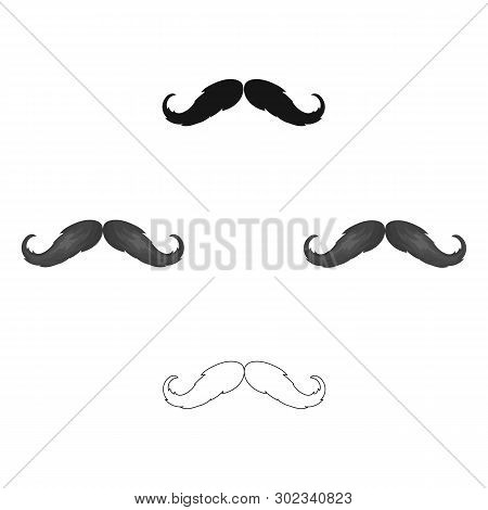 Hipster Mustache Icon In Cartoon, Black Style Isolated On White Background. Hipster Style Symbol Sto