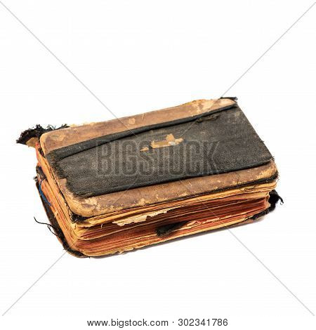 Ancient Prayer Book, Anglewise. Object Isolated On White Background With Clipping Path