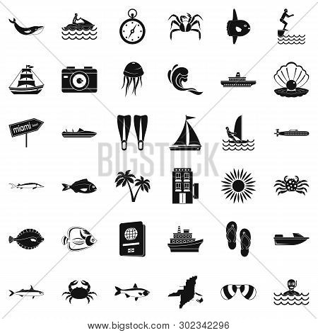 Ocean Floor Icons Set. Simple Set Of 36 Ocean Floor Icons For Web Isolated On White Background