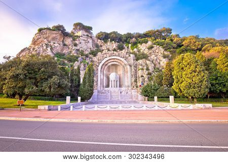 Hill Carved Monument Aux Morts De Rauba-capeu In Nice, French Riviera