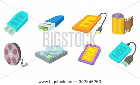 Memory Source Icon Set. Cartoon Set Of Memory Source Icons For Web Design Isolated On White Backgrou