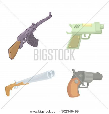 Weapons Icon Set. Cartoon Set Of Weapons Icons For Web Design Isolated On White Background