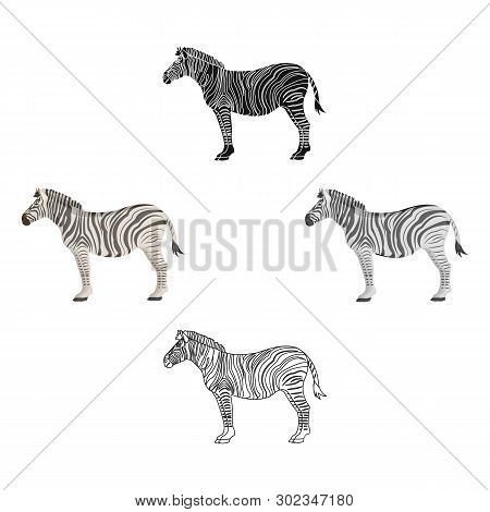 African, Desert Zebra. Wild Cloven-hoofed Animal, Zebra Single Icon In Cartoon, Black Style Vector S