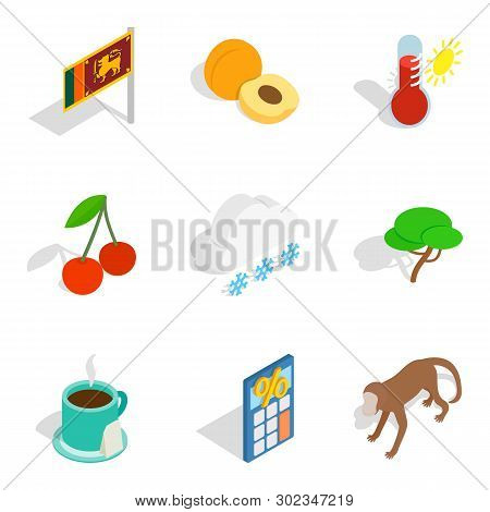 Srilanka Icons Set. Isometric Set Of 9 Srilanka Icons For Web Isolated On White Background