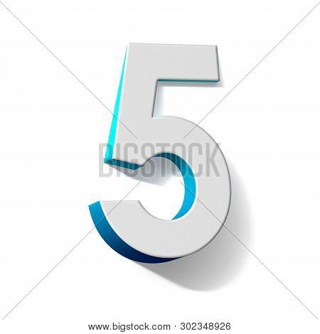 Blue Gradient Number 5 Five 3d Render Illustration Isolated On White Background