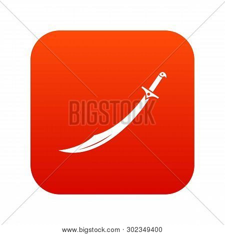 Scimitar Sword Icon Digital Red For Any Design Isolated On White Illustration