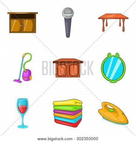 Rural Manor Icons Set. Cartoon Set Of 9 Rural Manor Icons For Web Isolated On White Background