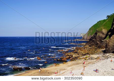RIBADESELLA, ASTURIAS, SPAIN - MAY 15, 2019: Image of the resort of Ribadesella, Spain, Europe