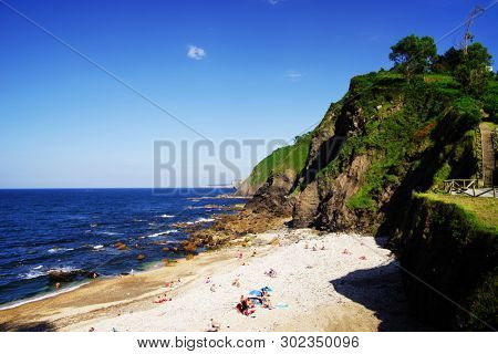 RIBADESELLA, ASTURIAS, SPAIN - MAY 15, 2019: Image of the resort of Ribadesella, Spain, Europe