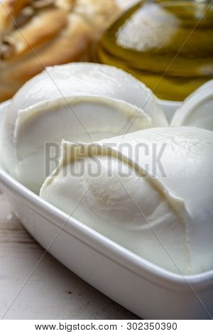 Love Mozzerella, Balls Of Buffalo Mozzarella, Soft Italian Scheese Made From The Milk Of Italian Med