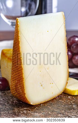 French Yellow Cheeses, Pur Brebis Sheep Melk Cheese Fron Pyrenees And Saint Paulin Creamy, Mild, Sem